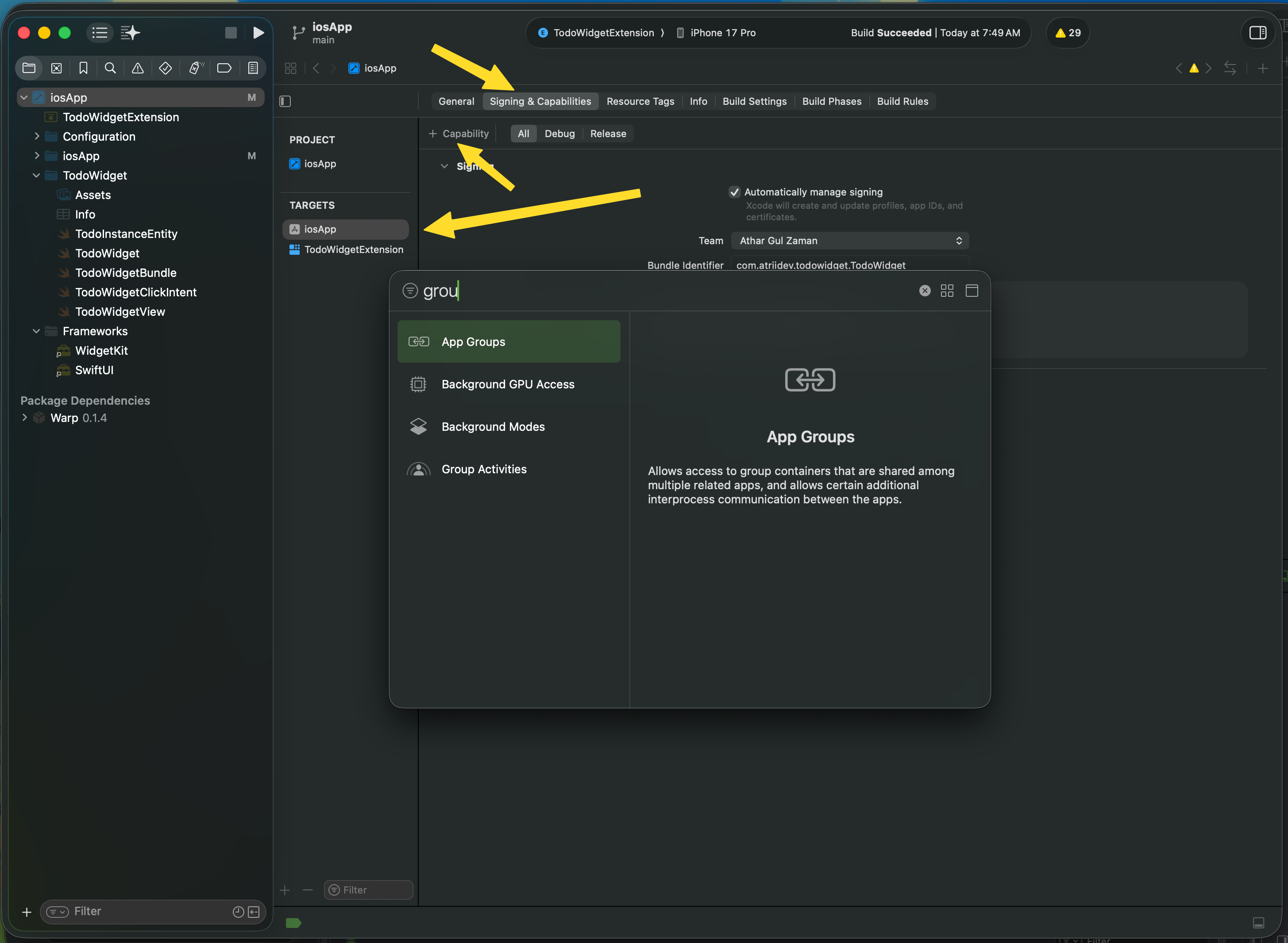 Configure App Group