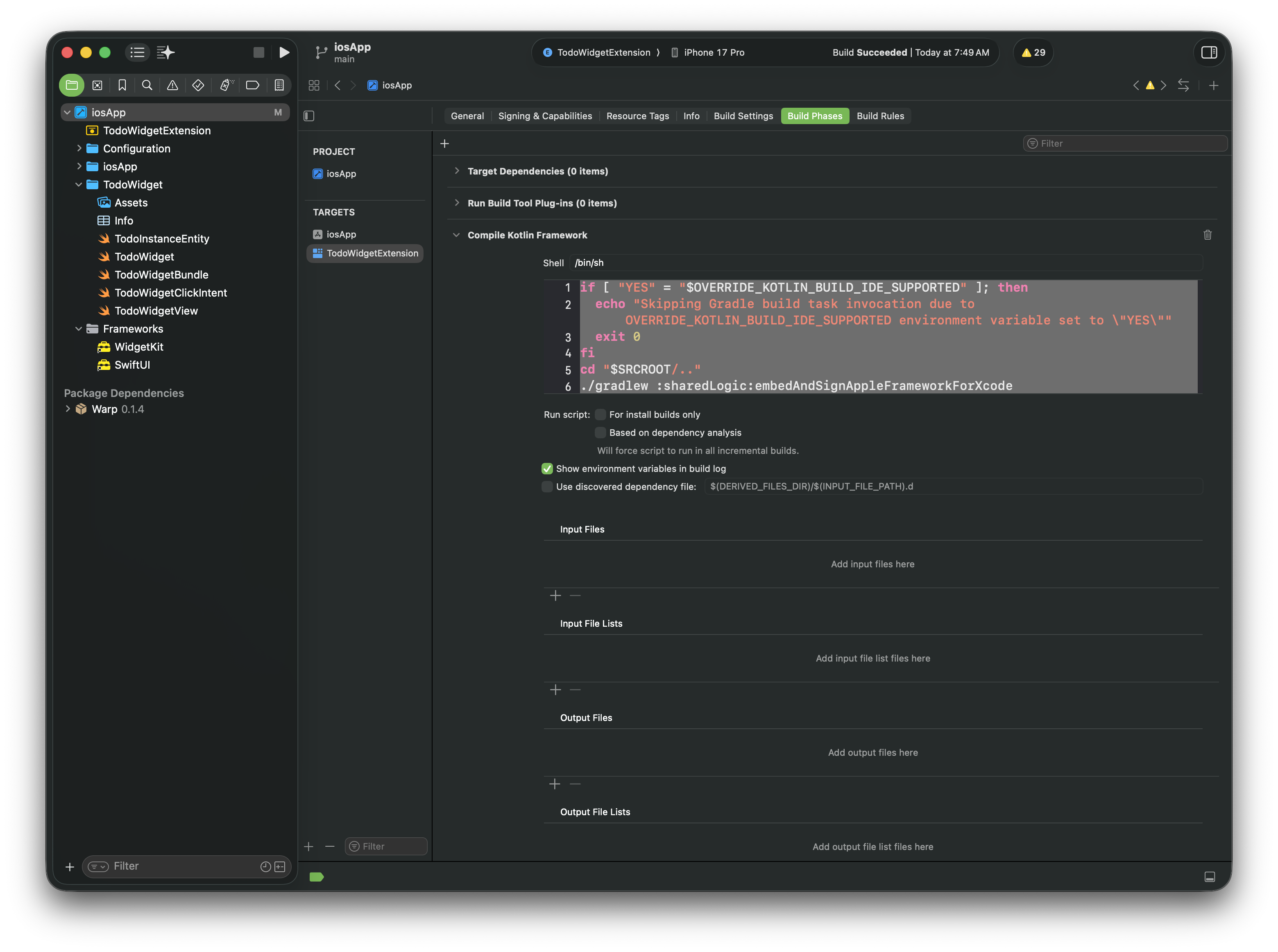 Compile Kotlin Build Phase